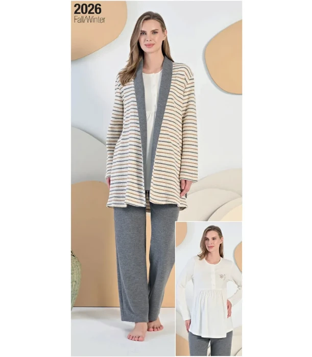 Feyza 5405 Sabahlıklı Hamile Pijama Takım resmi
