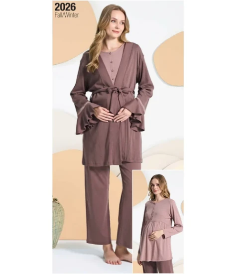 Feyza 5407 Sabahlıklı Hamile Pijama Takım resmi