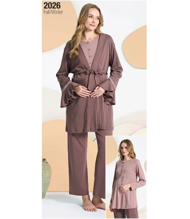 Feyza 5407 Sabahlıklı Hamile Pijama Takım resmi