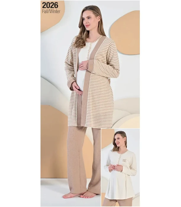 Feyza 5411 Sabahlıklı Hamile Pijama Takım resmi