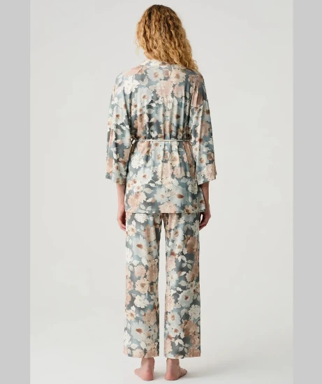 Catherine's 20301 Dantel Büstiyerli 3'lü Sabahlık Pijama Takımı resmi