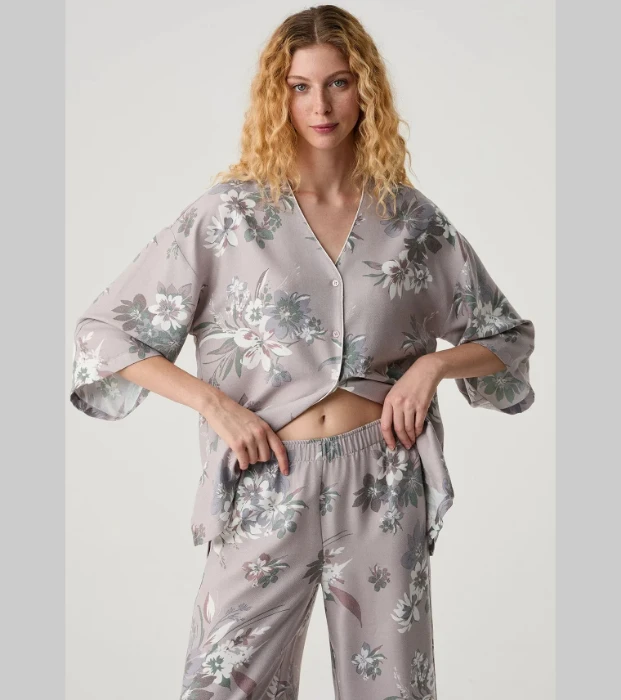 Catherine's 20323 Çiçekli Kadın Pijama Takımı resmi