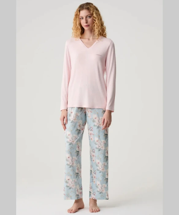 Catherine's 20331 Çiçekli Viskon Pijama Takımı resmi