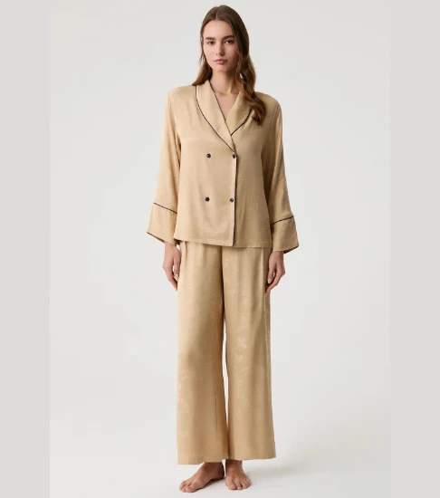 Penye Mood 10203 Jakarlı Kruvaze Yaka Pijama Takımı resmi
