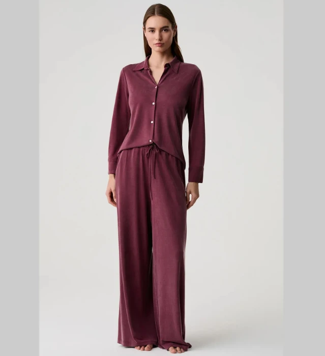 Penye Mood 10235 Tencel Gömlek Pantolon Takım resmi