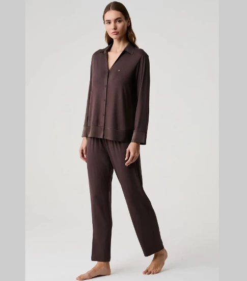 Penye Mood 9708 Düğmeli Pijama Takımı resmi
