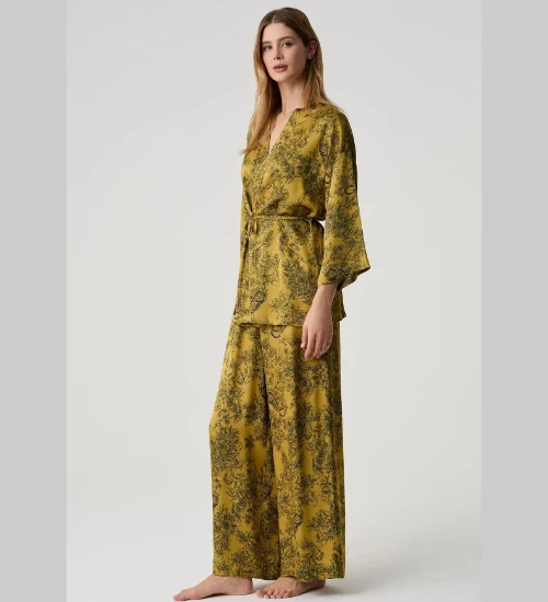 Penye Mood 10224 Dantel Büstiyerli Üçlü Pijama Takımı resmi