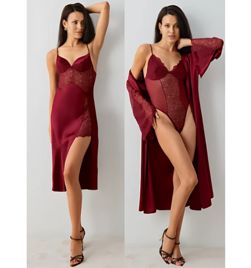 Picture of Perin 9805 Satin 5-Piece Robe Set
