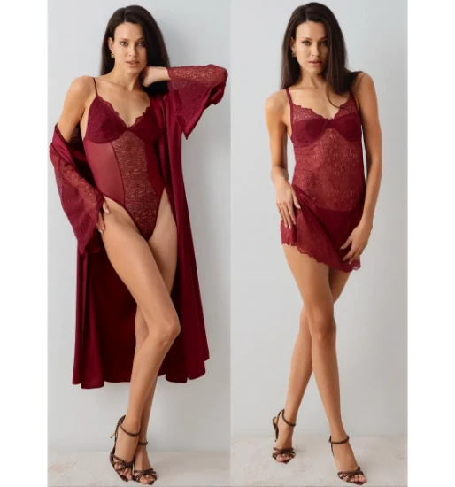 Picture of Perin 9805 Satin 5-Piece Robe Set