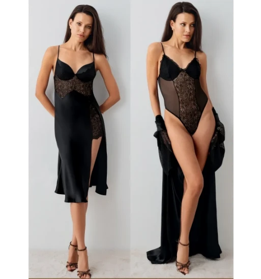 Picture of Perin 9805 Satin 5-Piece Robe Set