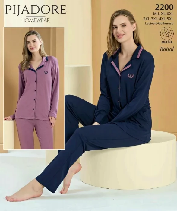 Pijadore 2200 Kadın Önden Düğmeli Pijama Takımı resmi