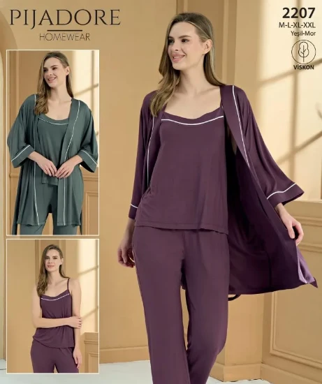 Pijadore 2207 Kadın Sabahlıklı Pijama Takımı resmi