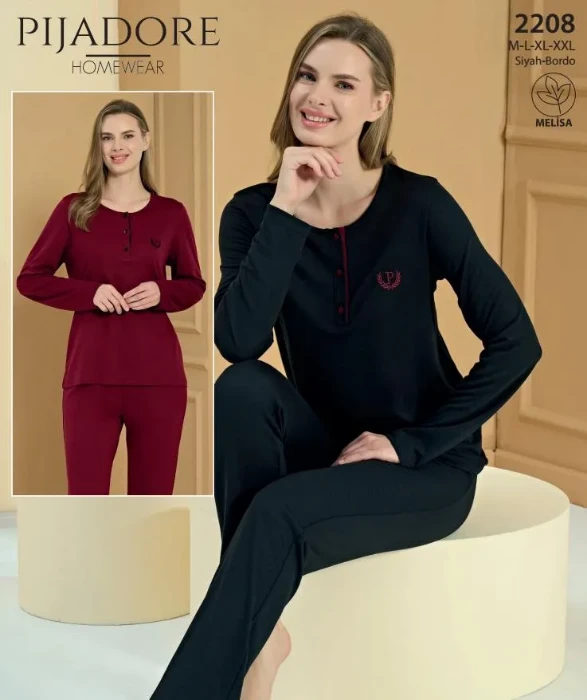 Pijadore 2208 Kadın Yarı Düğmeli Pijama Takımı resmi