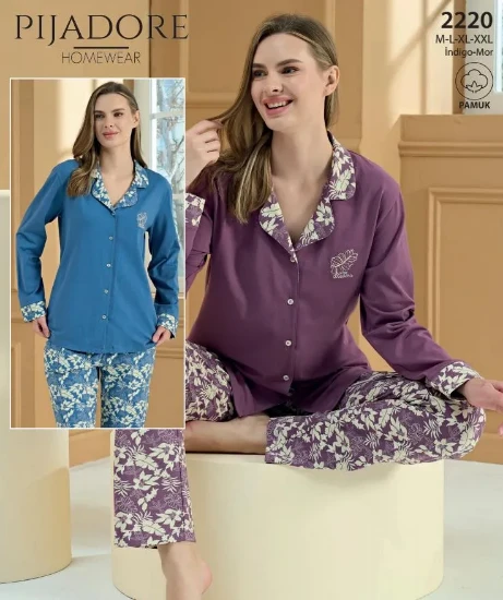Picture of Pijadore 2220 Long-Sleeve Button-Front Pajama Set