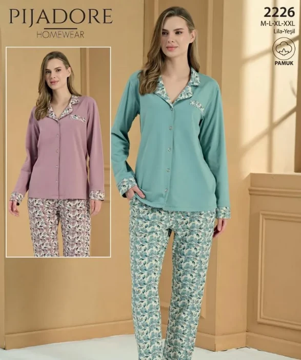 Picture of Pijadore 2226 Long-Sleeve Button-Front Pajama Set
