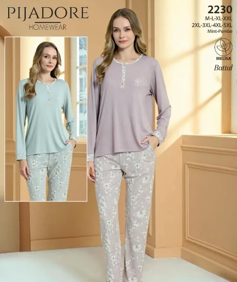 Pijadore 2230 Kadın Yarı Düğmeli Pijama Takımı resmi