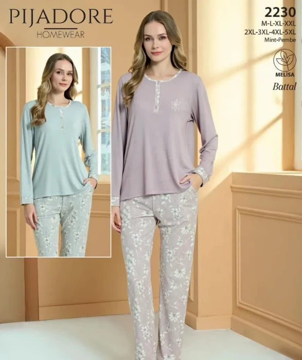 Pijadore 2230 Kadın Yarı Düğmeli Pijama Takımı resmi