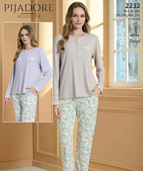 Pijadore 2232 Kadın Yarı Düğmeli Pijama Takımı resmi