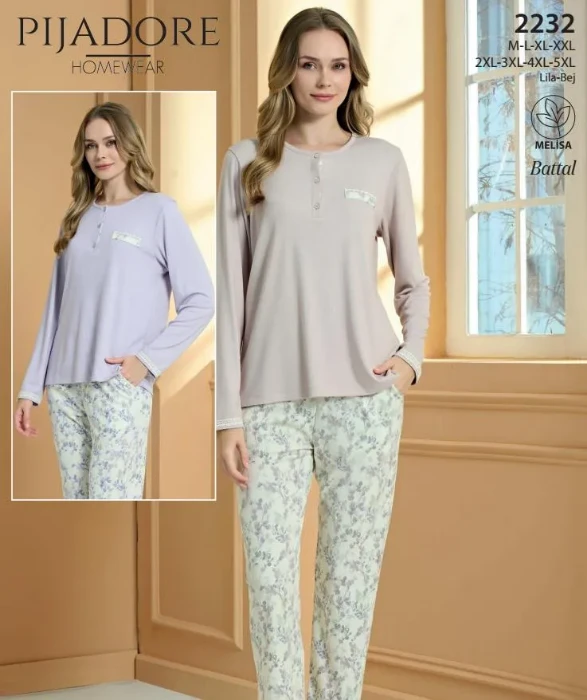 Pijadore 2232 Kadın Yarı Düğmeli Pijama Takımı resmi
