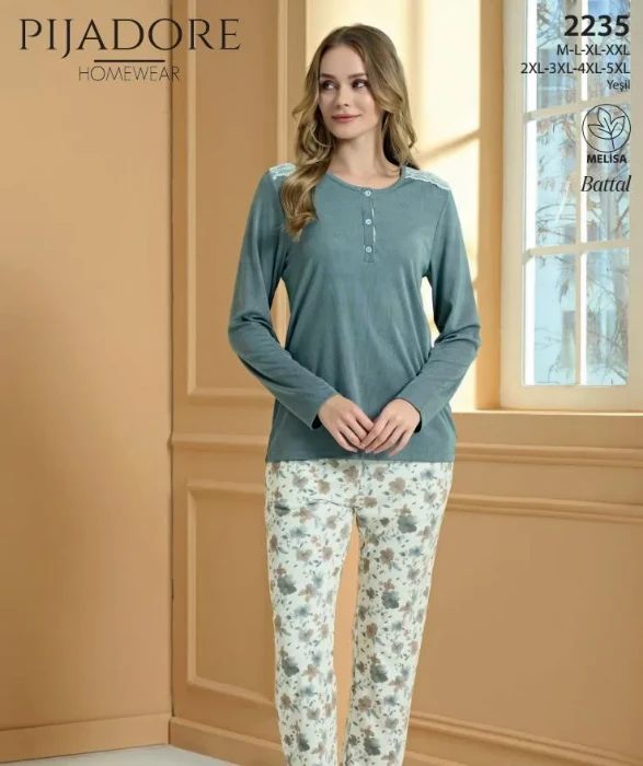 Pijadore 2235 Kadın Yarı Düğmeli Pijama Takımı resmi