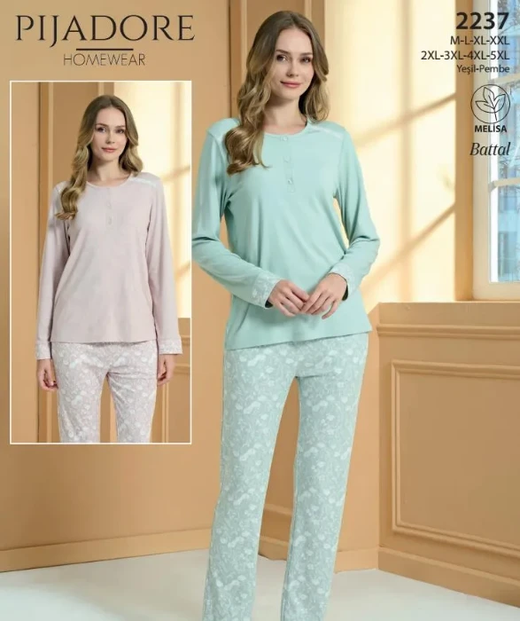 Pijadore 2237 Kadın Yarı Düğmeli Pijama Takımı resmi
