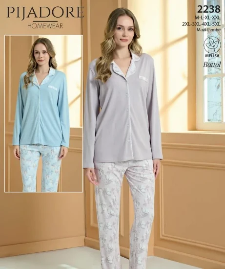 Picture of Pijadore 2238 Long-Sleeve Button-Front Pajama Set