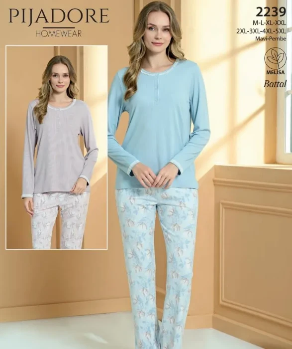 Pijadore 2239 Kadın Yarı Düğmeli Pijama Takımı resmi