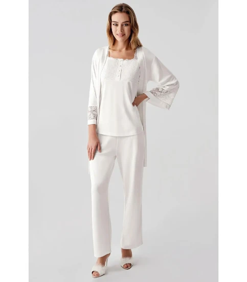 Picture of Perin 320 Combed Cotton Pajama Set with Robe