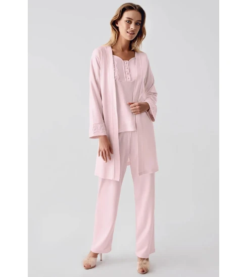 Picture of Perin 321 Combed Cotton Pajama Set with Robe