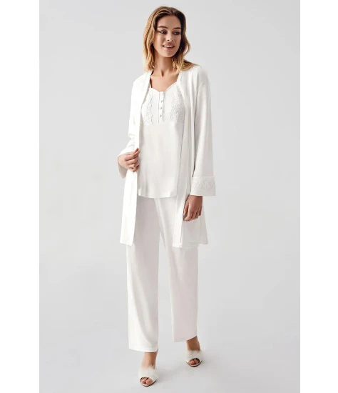 Picture of Perin 321 Combed Cotton Pajama Set with Robe
