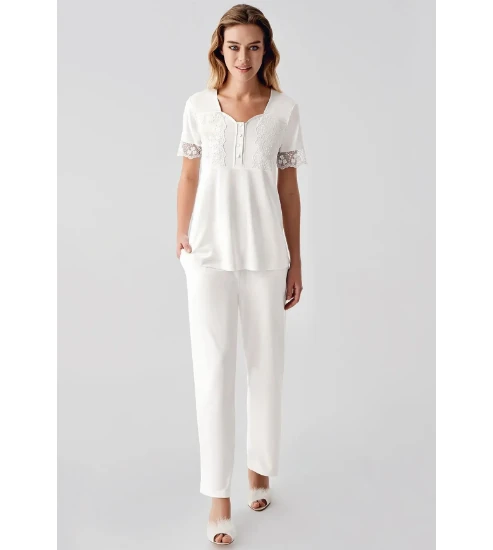 Picture of Perin 321 Combed Cotton Pajama Set with Robe