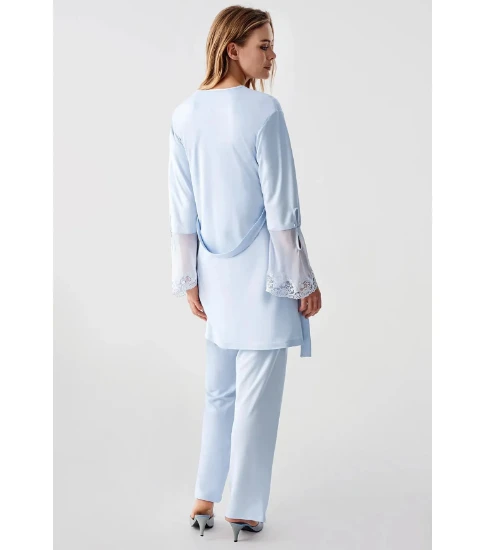 Picture of Perin 322 Combed Cotton Pajama Set with Robe
