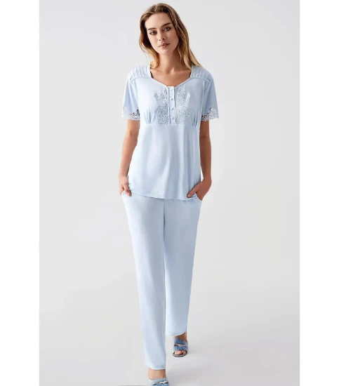 Picture of Perin 322 Combed Cotton Pajama Set with Robe