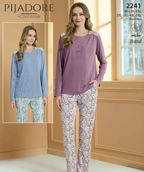 Pijadore 2241 Kadın Yarı Düğmeli Pijama Takımı resmi