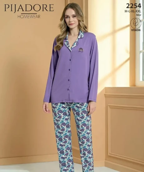 Picture of Pijadore 2254 Long-Sleeve Button-Front Pajama Set