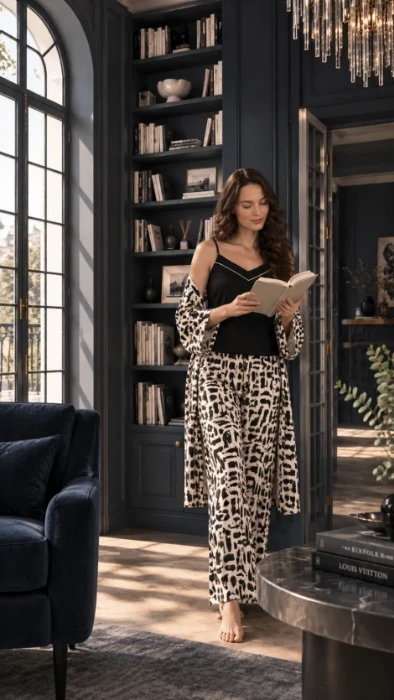 Sabahlıklı Pijama Takımı - Pajama Set with Dressing Gown