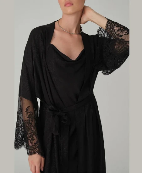 Pierre Cardin LX26162 Valerie Vegan İpek Saten Beşli Gelin Çeyiz Takımı - Siyah resmi