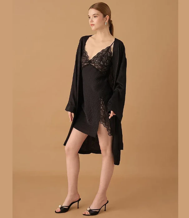 Pierre Cardin LX25272 Janet İpek Saten Yedili Gelin Çeyiz Takımı - Siyah resmi