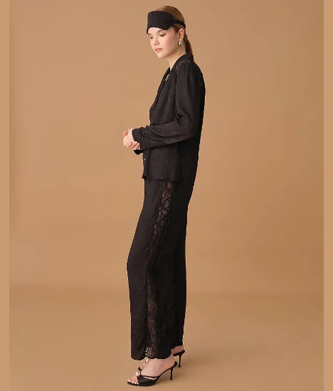 Pierre Cardin LX25272 Janet İpek Saten Yedili Gelin Çeyiz Takımı - Siyah resmi