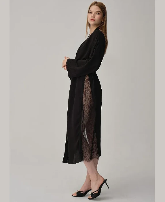 Pierre Cardin LX25271 Serena İpek Saten Yedili Gelin Çeyiz Takımı - Siyah resmi