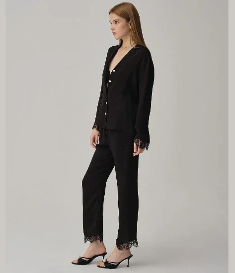 Pierre Cardin LX25271 Serena İpek Saten Yedili Gelin Çeyiz Takımı - Siyah resmi