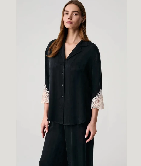 Image de Penye Mood 10229 Ensemble Chemise à Détails en Dentelle