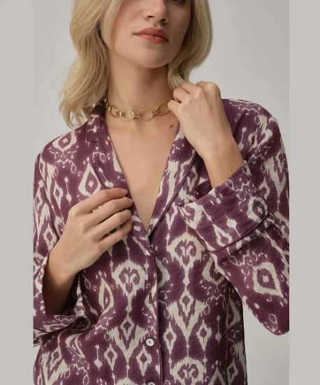 Pierre Cardin LX25224 Biyeli Baskılı Kadın Gömlek Pijama Takımı resmi