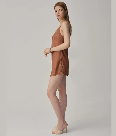 Pierre Cardin LX25221 Vegan İpek Saten Kadın Gecelik Sabahlık Takımı resmi