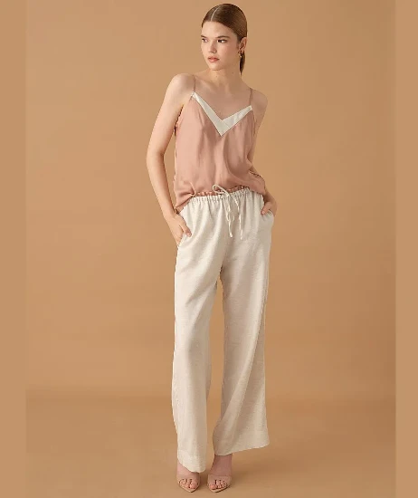 Pierre Cardin LX25232 Kadın Keten Kimonolu Pijama Takımı resmi