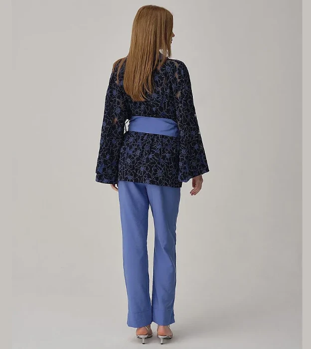 Pierre Cardin LX25231 Vegan İpek Kadın Kimonolu Pijama Takımı resmi