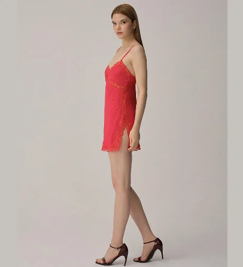 Pierre Cardin LX25222 Vegan İpek Saten Kadın Gecelik Sabahlık Takımı resmi
