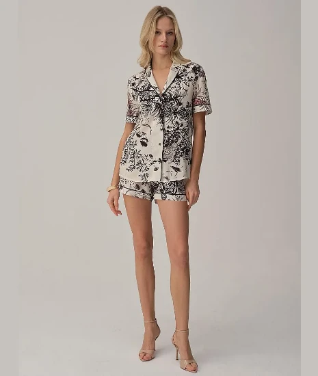 Pierre Cardin LX25226 Biyeli Baskılı Kadın Gömlek Pijama Takımı resmi