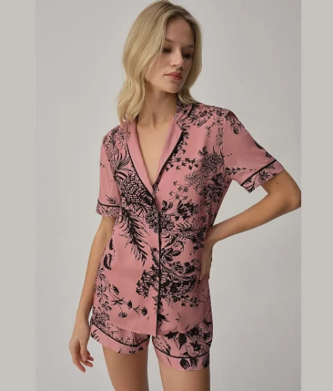Pierre Cardin LX25226 Biyeli Baskılı Kadın Gömlek Pijama Takımı resmi