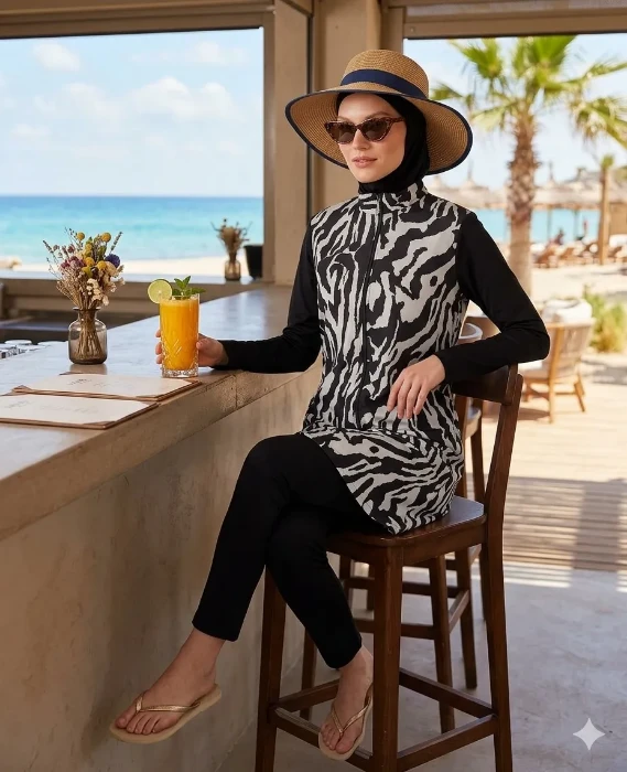 صورة Modesty Benan Parachute Fabric Hijab Swimsuit